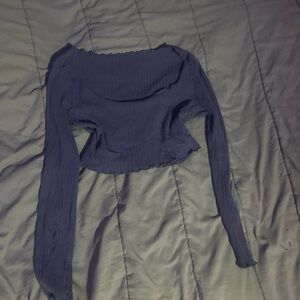 Navy Long Sleeve Crop Top